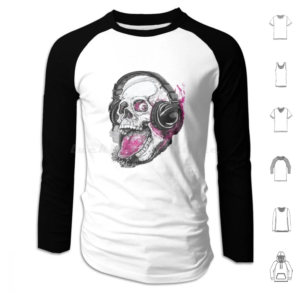 Trap Skull Hoodie cotton Long Sleeve Skull Punk Pattern Splash Spatter Headphones Music Wildlife Rocker Urban Drip Dj