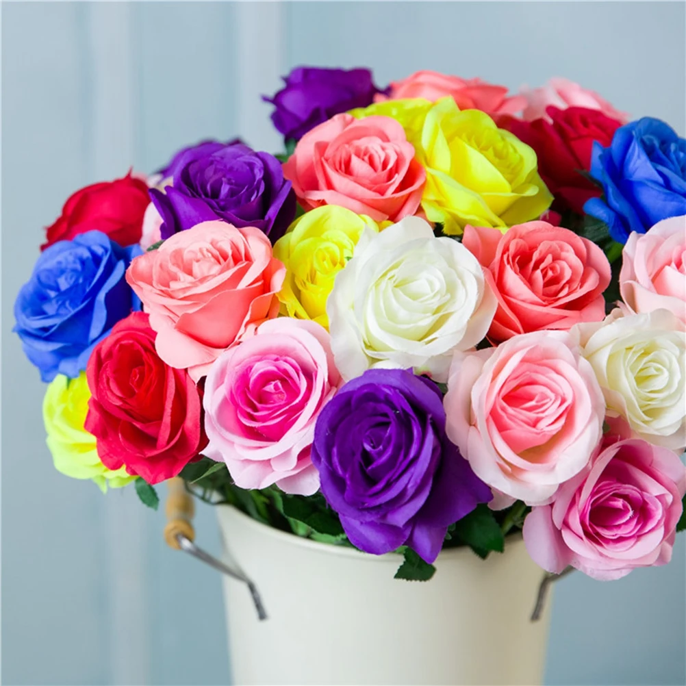 

10 pcs Artificial Rose Fake Home Wedding Vase Centerpieces Realistic Fake Flower Artificial Flower Lifelike