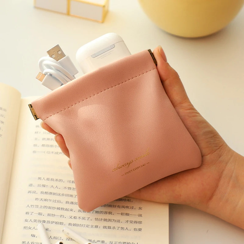 Portable Mouth Red Envelope Makeup Bag Headphone Data Cable Storage Bag Shrapnel Bag Automatic Closing Cute Jewelry Digital Bag