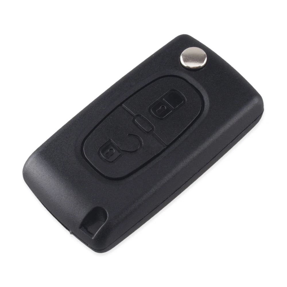 KEYYOU 2 Buttons Flip Key Case Blank Shell With Groove For  Peugeot 107 207 307 307S 308 407 607 2BT DKT0269