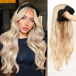 Long Wavy Synthetic Half Wig Headband Wig Beginners Friendly Heat Resistant Half Wig