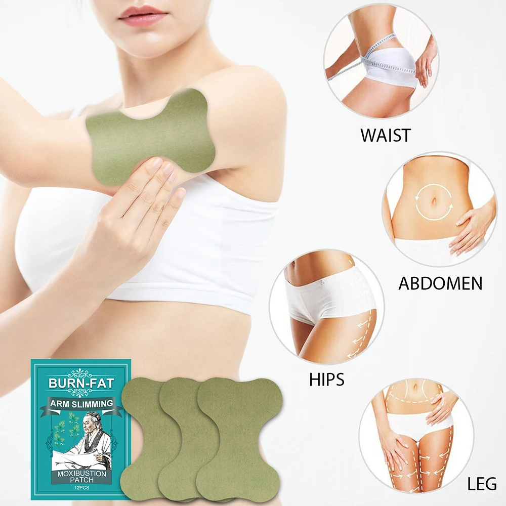 12pcs Extra Strong Fat Burning Patch Thin Arm Patch Fat-removing Warm Moxibustion Hot Compress Moxibustion Patch