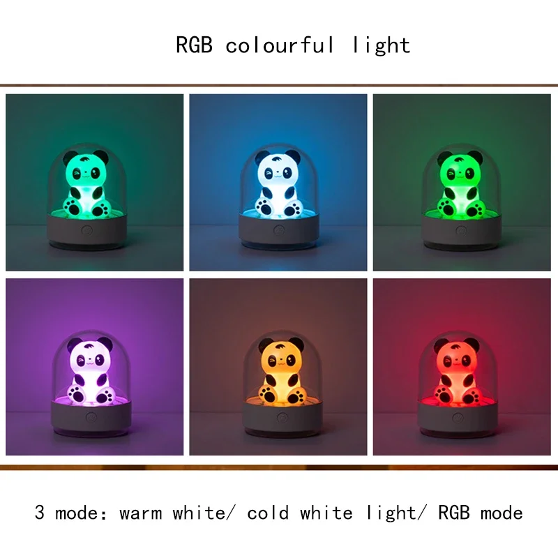 Cute Panda Night Light Led RGB Color Changeable Night Lamp Aromatherapy Night Lights for Children Bedroom Baby Kids Lights Gift