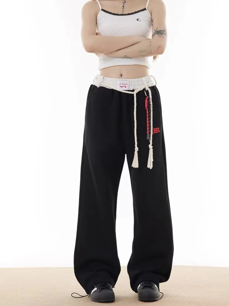 

Vintage Y2k Cotton Sweatpants Women Baggy American Street Hip-hop Sports Pants Straight Casual Pants Korean Harajuku Fashion