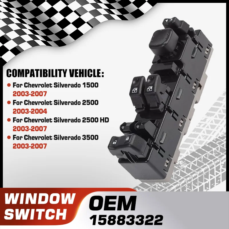 

Car Electric Power Master Window Switch Lifter Console Button For GMC Sierra 1500 2500 2500 HD 3500 15883322 15109665 15112969