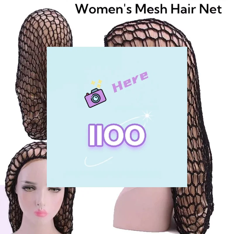 

【IIOO】Womens Mesh Hair Net Crochet Cap Beauty Accessories Solid Color Snood Sleeping Night Cover Turban