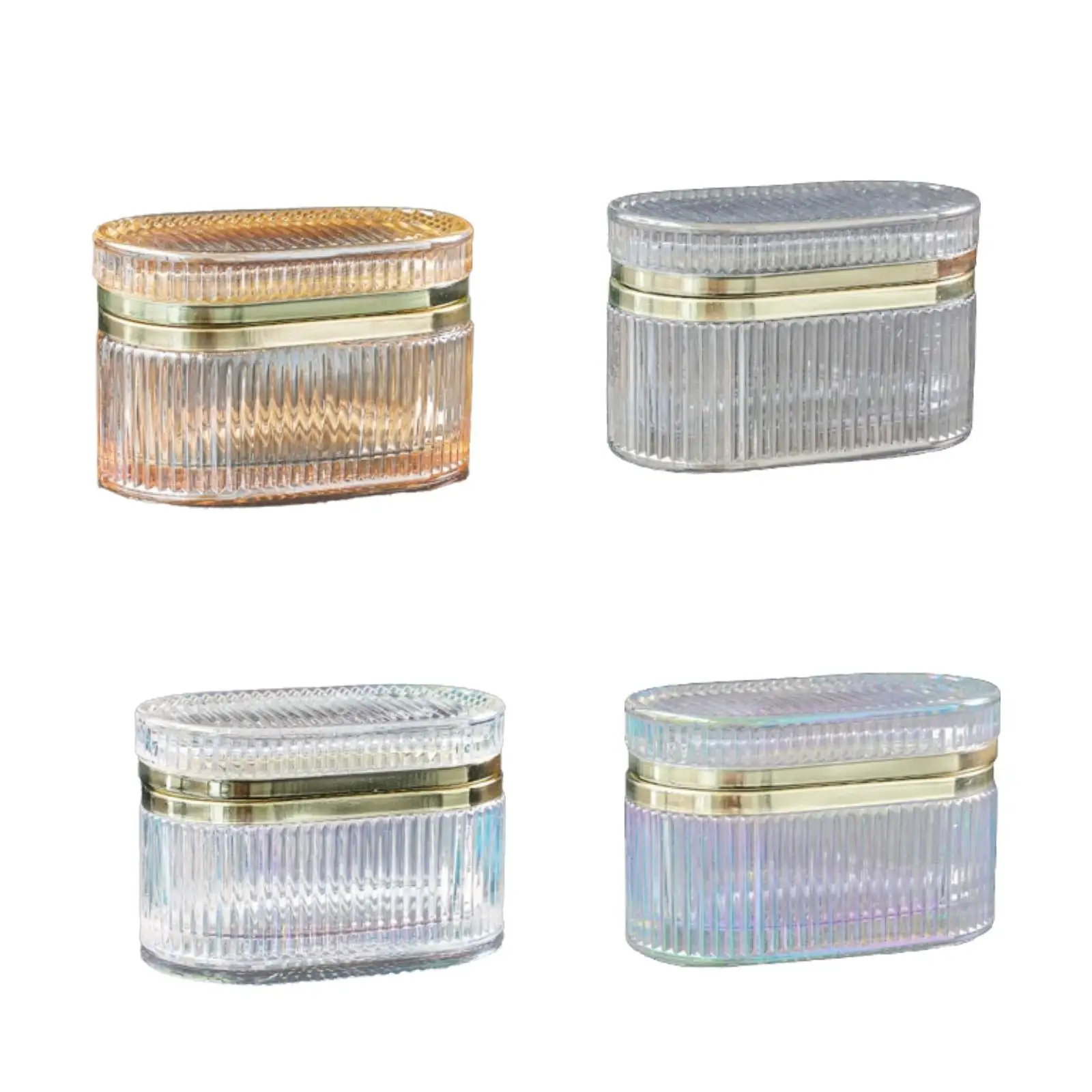 Embossed Glass Jewelry Box Portable Lightweight Decoration Cosmetic Jewelry Casket for Charms Crafts Bracelets Bangles Bathroom