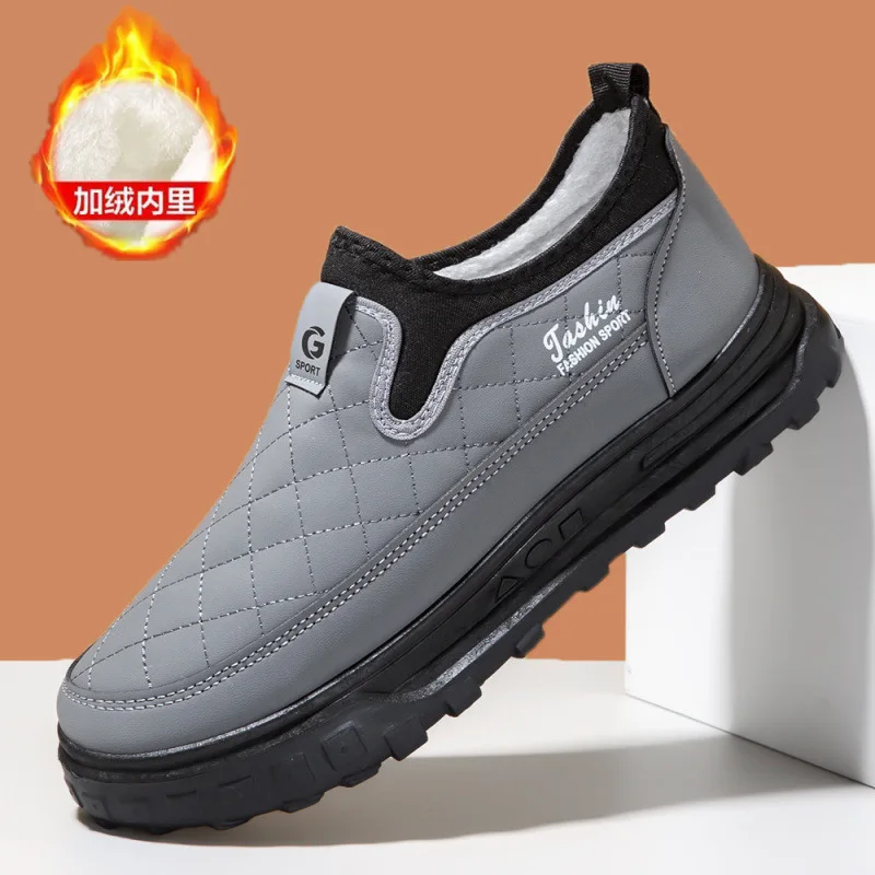 

Зимние мужские зимние ботинки. Теплые удобные лоферы для среднего и пожилого возраста. Толстая и удобная хлопковая обувь. Повседневная обувь для папы.