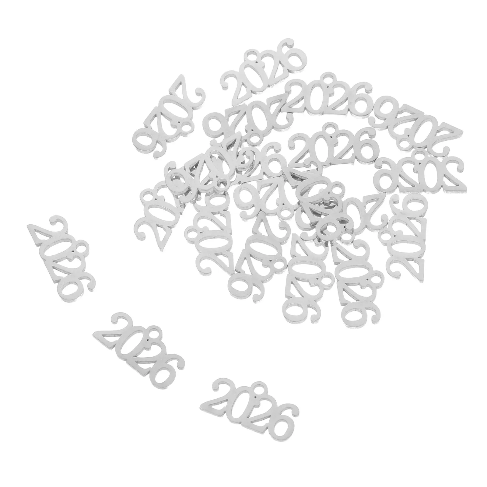 20Pcs 2026 Metal Number Pendants Stainless Steel Year Charms for DIY Jewelry Making Bracelet Necklace Keychain Graduation New