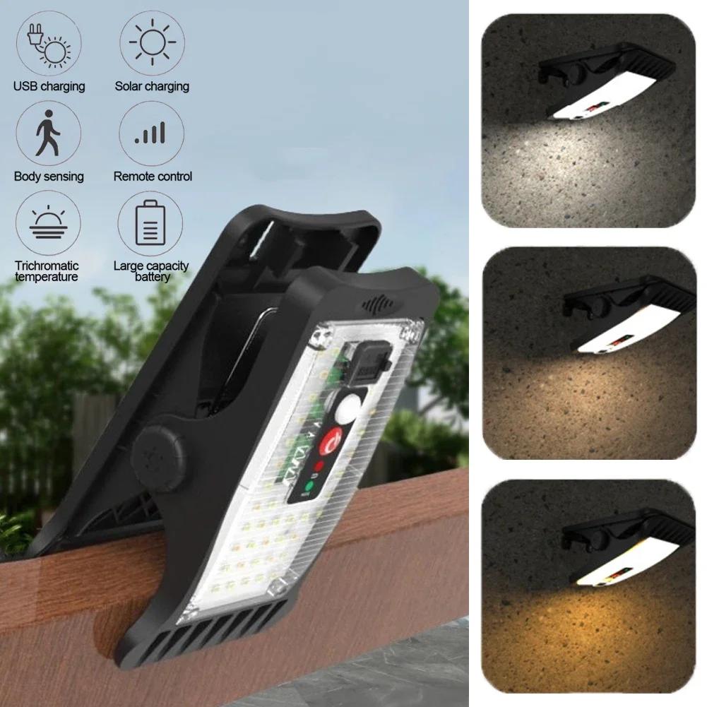 

70LED Clip-on Solar Light Outdoor Sensor Solar Lamp IP64 Waterproof Camping Light for Fence Deck Wall Camping Tent Patio