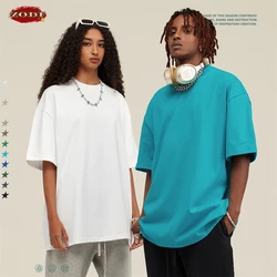 ZODF 2023 Heavy-Weight 425gsm 100% Cotton T-Shirts For Men Unisex Summer Oversized O-Neck Basic Solid T Shirt Brand Tees HY0485