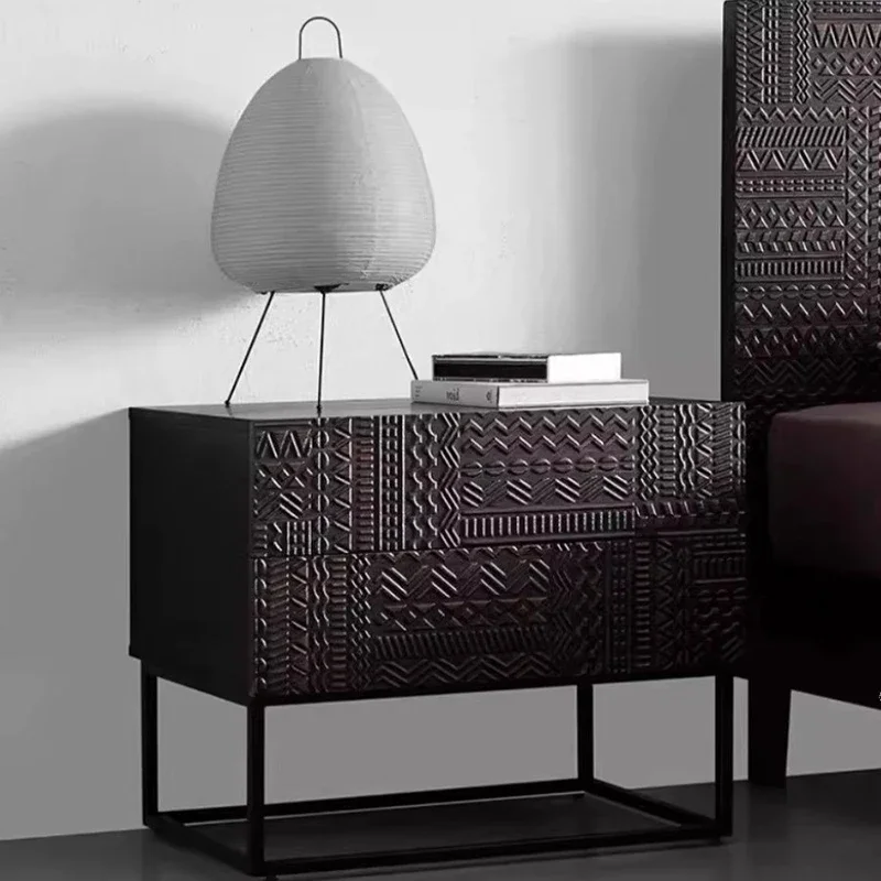 

Vintage Unique Night Stand Aesthetic Storage Drawers Small Spaces Nightstands Narrow Management Bedroom Furniture Mesa De Noche