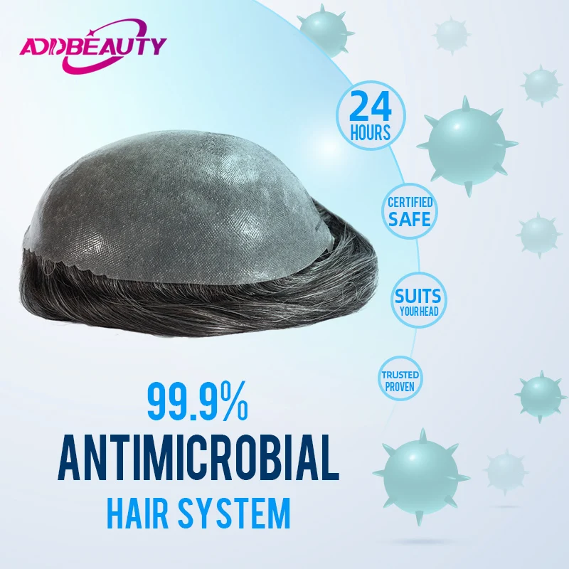 

Antimicrobial Men Toupee Human Hair Wigs Vloop Thin Skin Full PU 0.1cm Indian Human Hair Wig Natural Capillary Prosthesis Topper