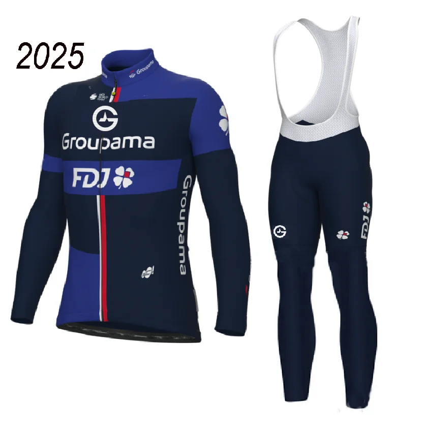 SPRING SUMMER 2025 GROUPAMA FDJ TEAM BLUE Cycling Jersey Long Sleeve Bicycle Clothing With Bib PANTS Ropa Ciclismo