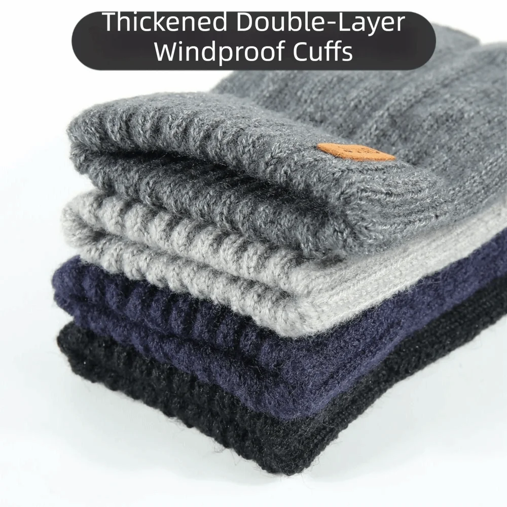 قفازات حرارية محبوكة بدون أصابع مبطنة بالصوف قفازات نصف تغطية متماسكة تعمل باللمس متوافقة مع قفازات لمس قابلة للتمدد