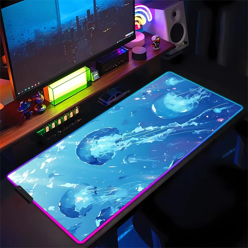 RGB mouse pad Sea Life Player Gaming keyboard pad Anime office accessories High quality plus long table mat multiple models led