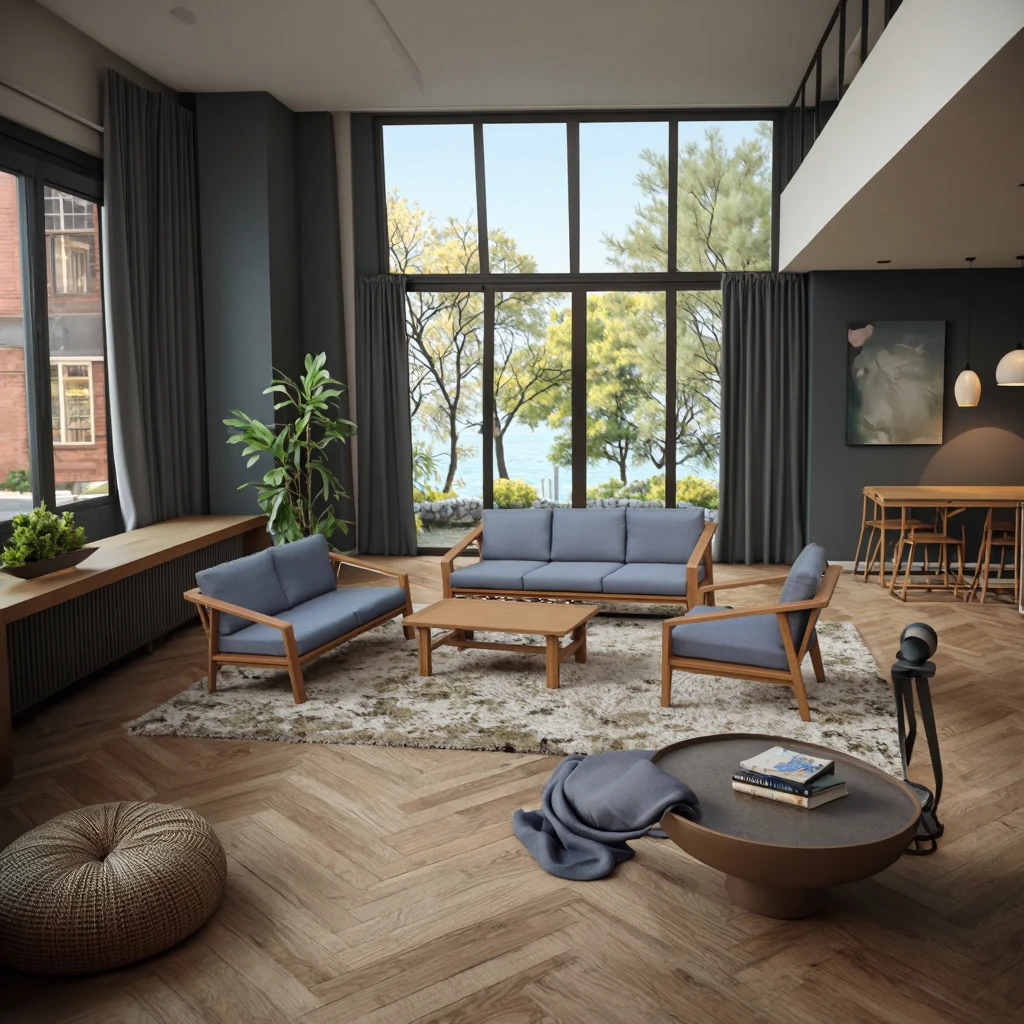 Modern Vintage Rectangle Aluminum Garden Sofa Set with Steady Patio Coffee Tables for Home Furnishing and Living Room Use