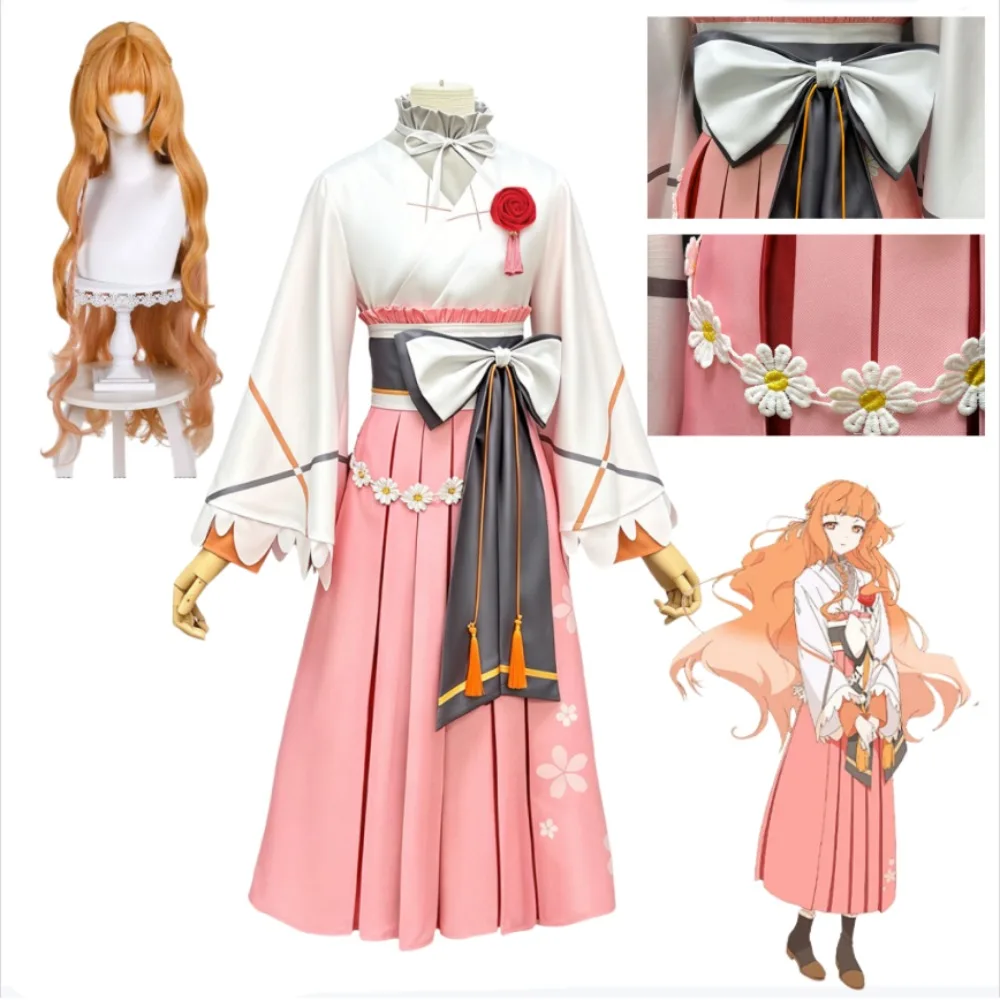 

Agents of The Four Seasons Dance of Spring Hanaba Hinagiku Cosplay Full Set Pink Cute Kimono Women Halloween Comic Con Outfit