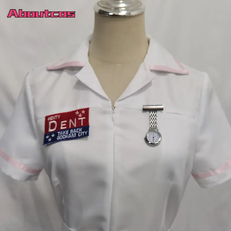 Aboutcos filme assustador trajes de halloween para homem adulto palhaço enfermeira traje uniforme coringa vestido branco