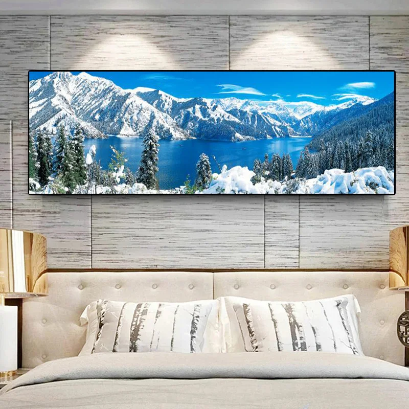 

Landscape Snow Mountain Lake Canvas Painting Nature Posters and Prints Wall Art Pictures Bedroom Living Room Home Decor No Frame