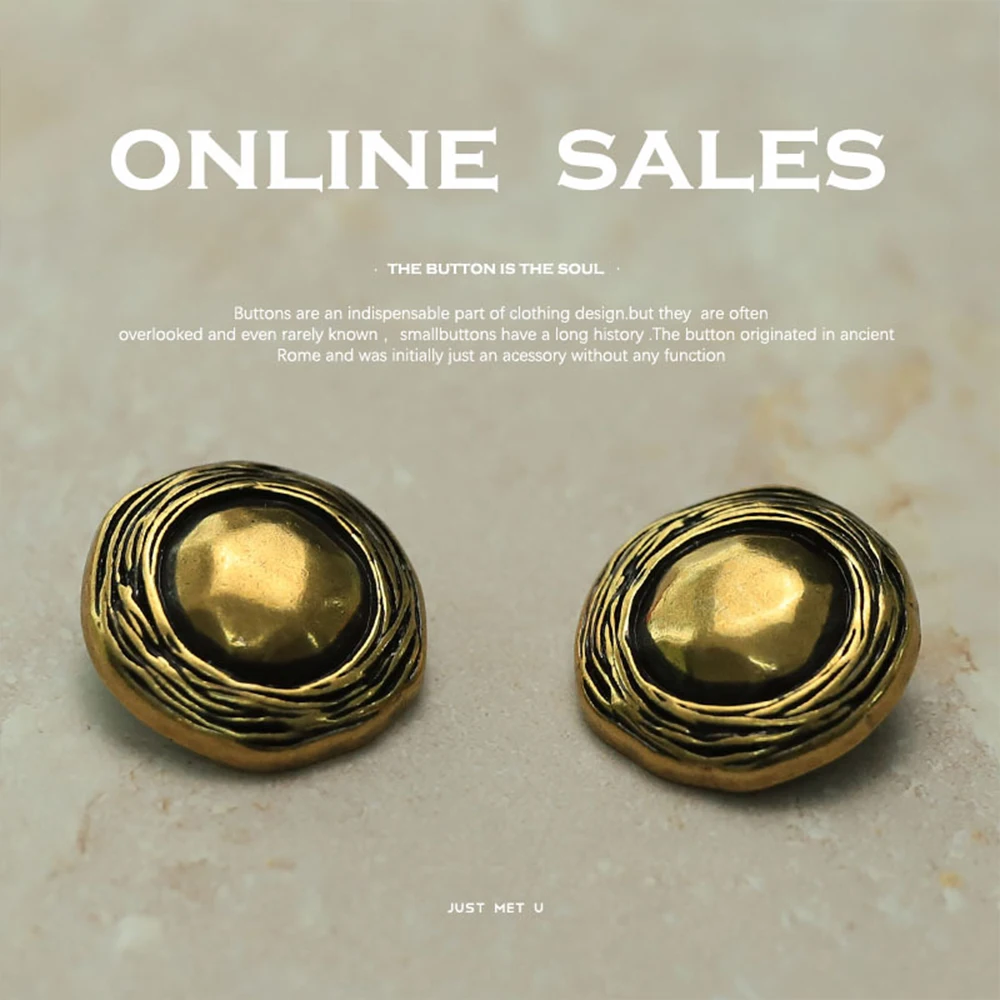 

10PCS 18/23.5mm Vintage Irregular Line Metal Buttons Antique Bronze for Sweaters Coats, Unique Abstract Round Sewing Buttons