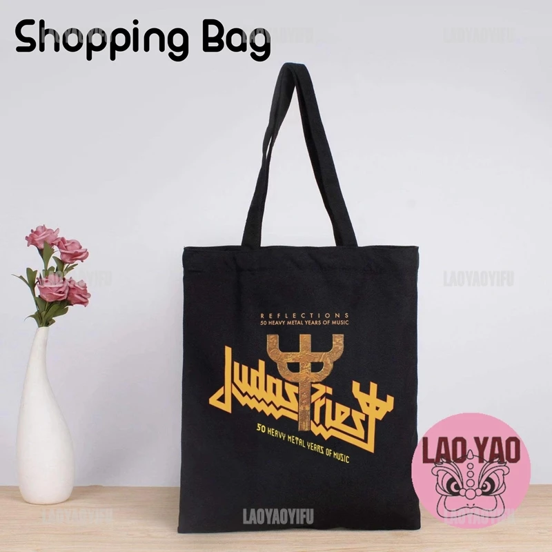 Judas Priest Band Cloth Bags Women Shopping Bag Totebag Tote Shopper Aesthetic Woman Canvas Large University Student Custom Name