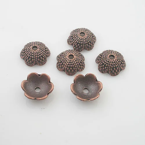20pcs antiqued copper color flower bead cap findings X0028