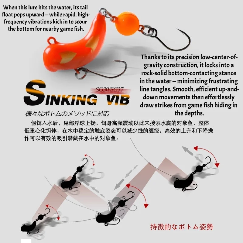 Swolfy 4 Stück 30mm 2,6g /37mm 4,5g NEUER Vibrations-Sinking-VIB mit Einzelhaken, Künstlicher Köder für Forelle und Barsch, Harte Angelköder – Detail 2