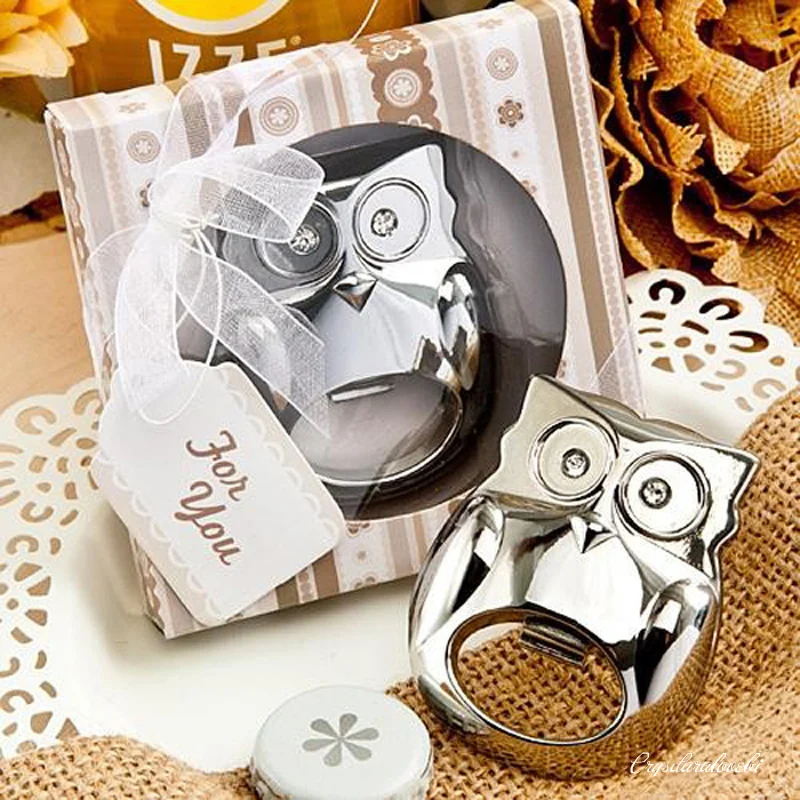 

24PCS/LOT Portable Stainless Steel Bar Beer Opener Owl Shape Bottle Opener Kitchen Gadgets Wedding Favor Kitchen Party Supplies