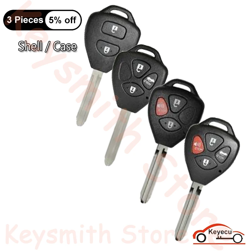 

Чехол KEYECU на 2, 3, 4 кнопки для Toyota RAV4, Wish, Camry, Corolla, Hilux, Fortuner, Venza, Yaris, корпус для автомобильного ключа-пульта, 10 штук в упаковке