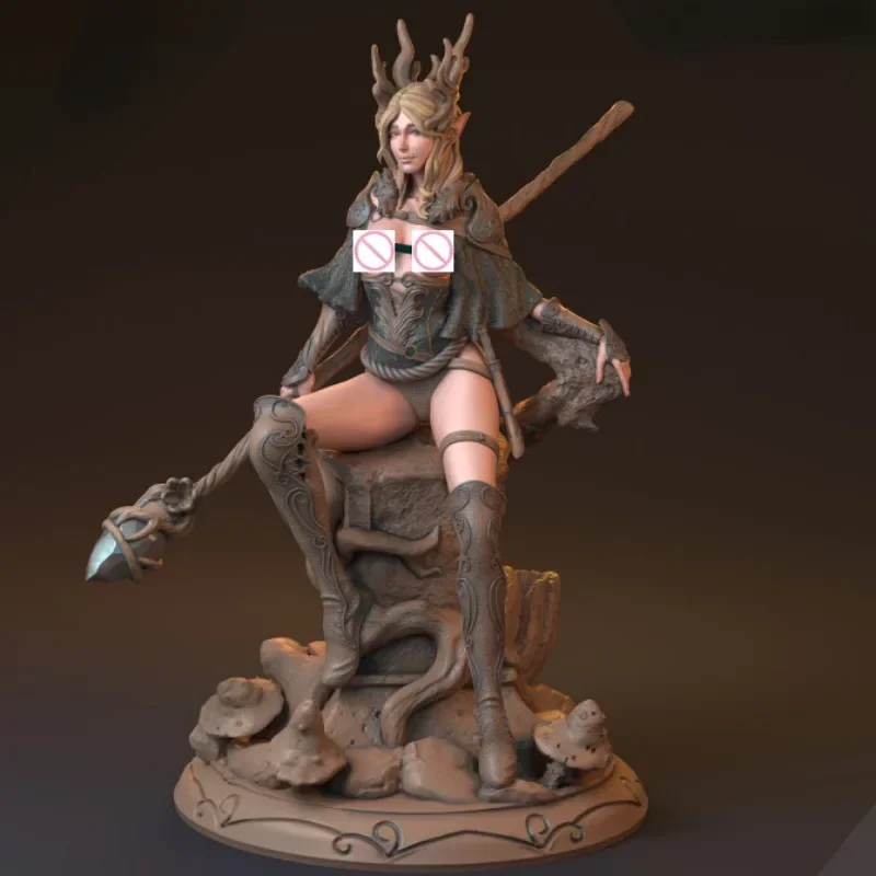 1/24 Resin Figure Model Kit Wizard Queen Magic Elf Witch Myth Game Miniature Unassembled and Unpainted Free Shipping