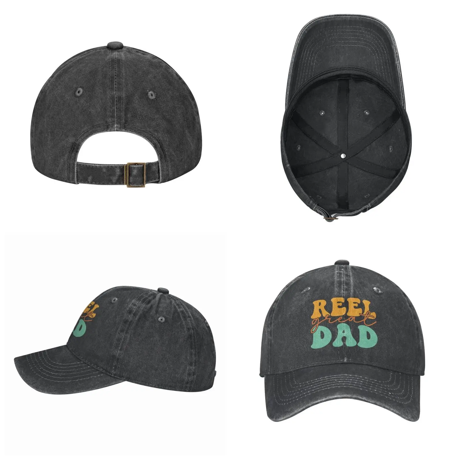 Reel Great Dad Baseball Cap Adult Denim Hat Washed Cotton Fashion Cap Unisex Adjustable Streetwear Outdoor Sports