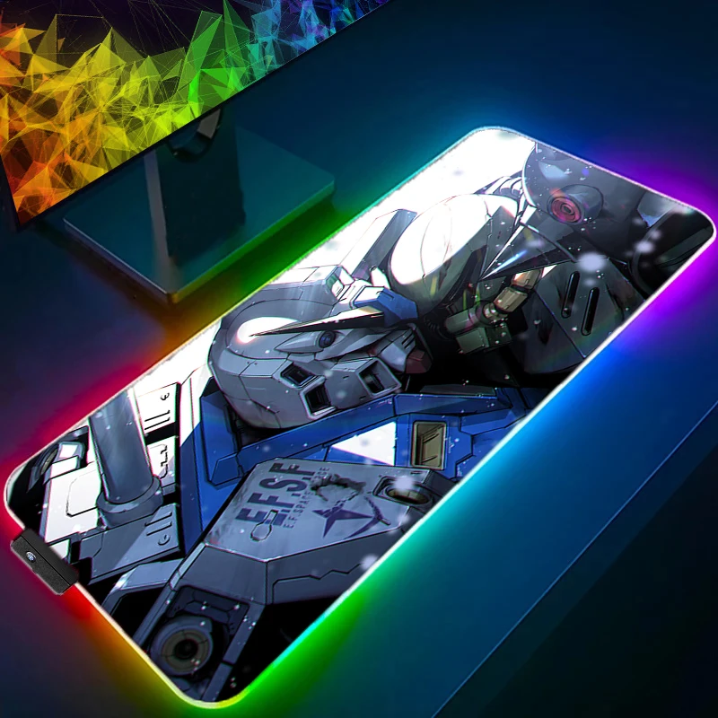 RGB LED أنيمي ماوس حصيرة مكتبية مكتب جهاز كمبيوتر شخصي اكسسوارات ماوس الوسادة M-ميكانيكية W-warrior G-gundam الألعاب لوحة المفاتيح #2