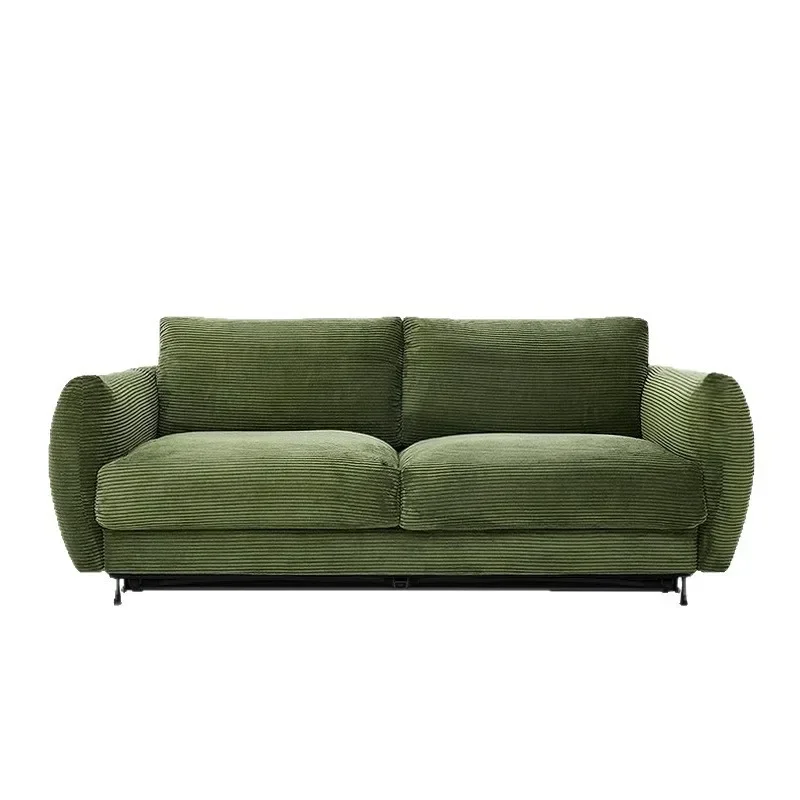 Nordic small apartment living room fabric sofa bed foldable dual-purpose multi-functional retro double corduroy retractable bed