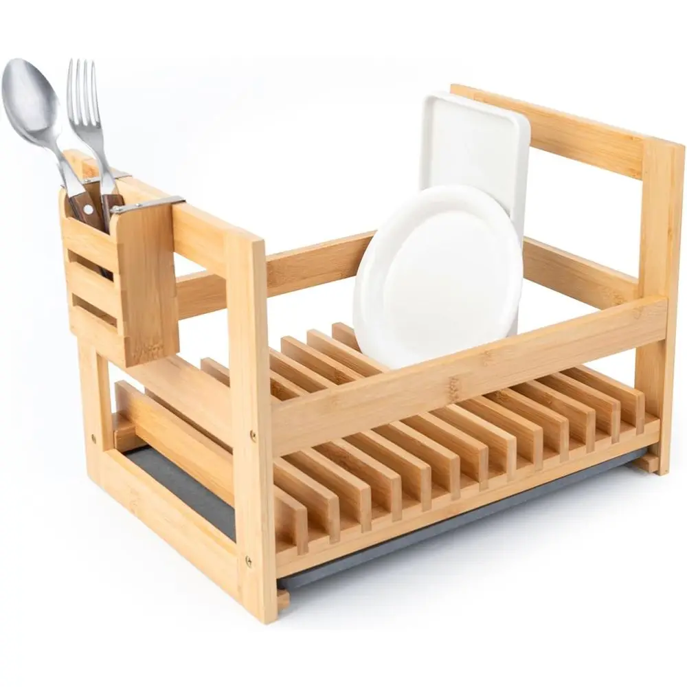 

Bamboo Dish Drying Rack with Utensil Holder, Stone Dish Drying Mat, Wooden Dish Drying Rack, unctional Kitchen Organizer, Dish D