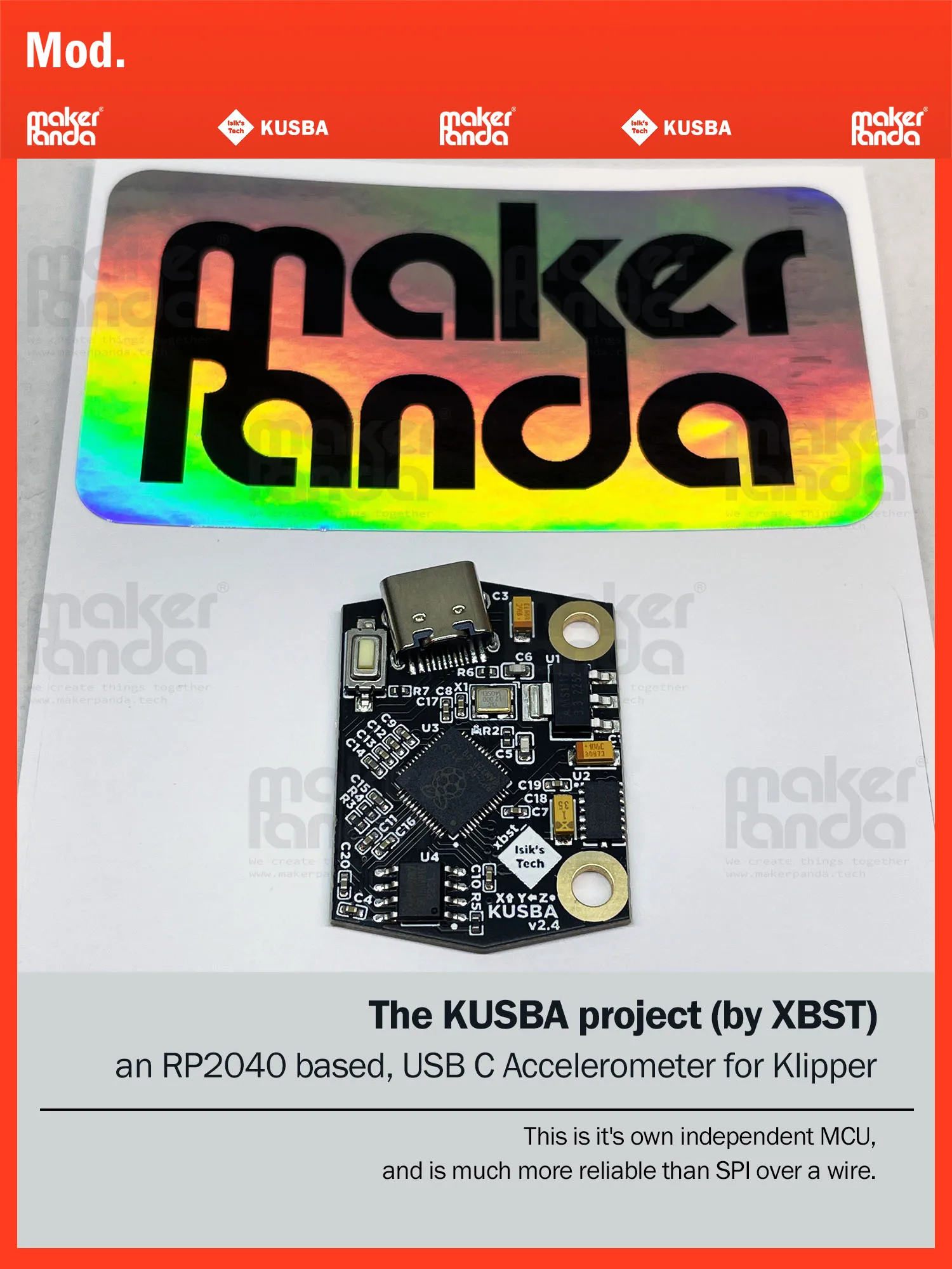 makerpanda KUSBA Usb Adxl 345 Versnellingsmeter Pcb V2.4 Voor Klipper Ontworpen Door Xbst En Isik 'S Tech Voor Diy 3D-printer Of Voron