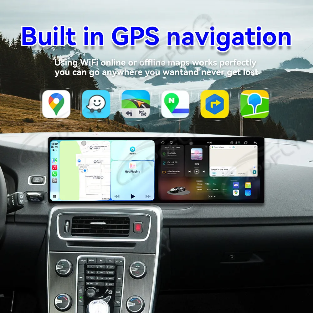 Dual 10.1 Inch Android 15 CarPlay Car Radio For Volvo V60 2012-2018 Touch Screen Multimedia Player GPS Navigation 4G WIFI DSP