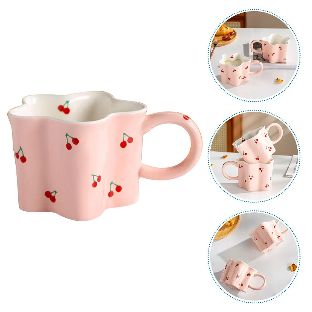 

Ceramic Flower Shaped Coffee Cup Heat Resistant Office Home Tea Mug Water Cup Milk Mug Coffee Cups with Handles