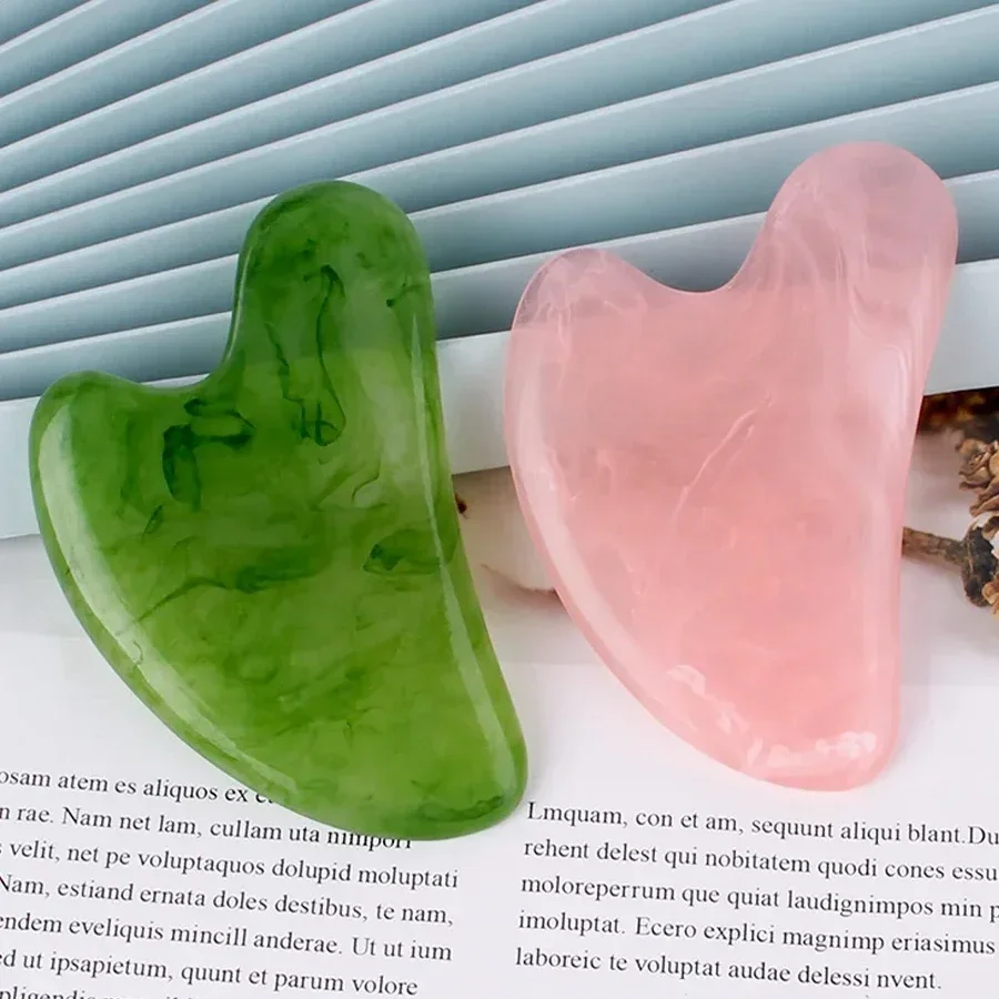 Resin Gua Sha Massage Board for Face Rose Pink Guasha Plate Jade Face Skin Care Tools for Face Neck Back Body Beauty Health