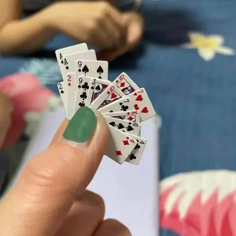 Cute Mini Game Poker Mini Portable House Playing Cards Doll Accessories Home Decoration Small Party Board Game Poker Cards Games