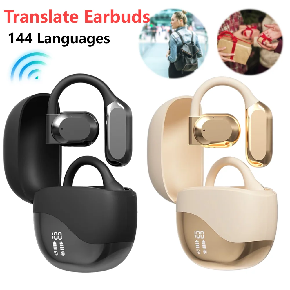

144 Languages Real Time Translation Earbuds Bluetooth-Compatible 5.4 AI Smart Voice Translator Ideal for Travel and Business