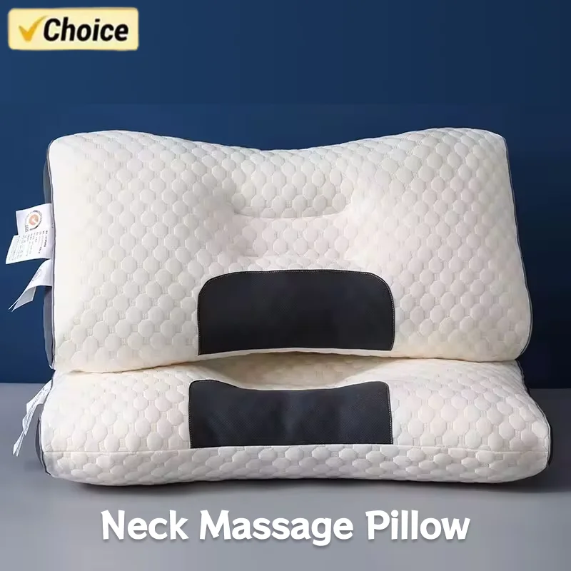 Neck Pillow Help Sleep and Protect The Pillow Neck Cervical Orthopedic Household Soybean Fiber SPA Massage Pillow for Sleeping