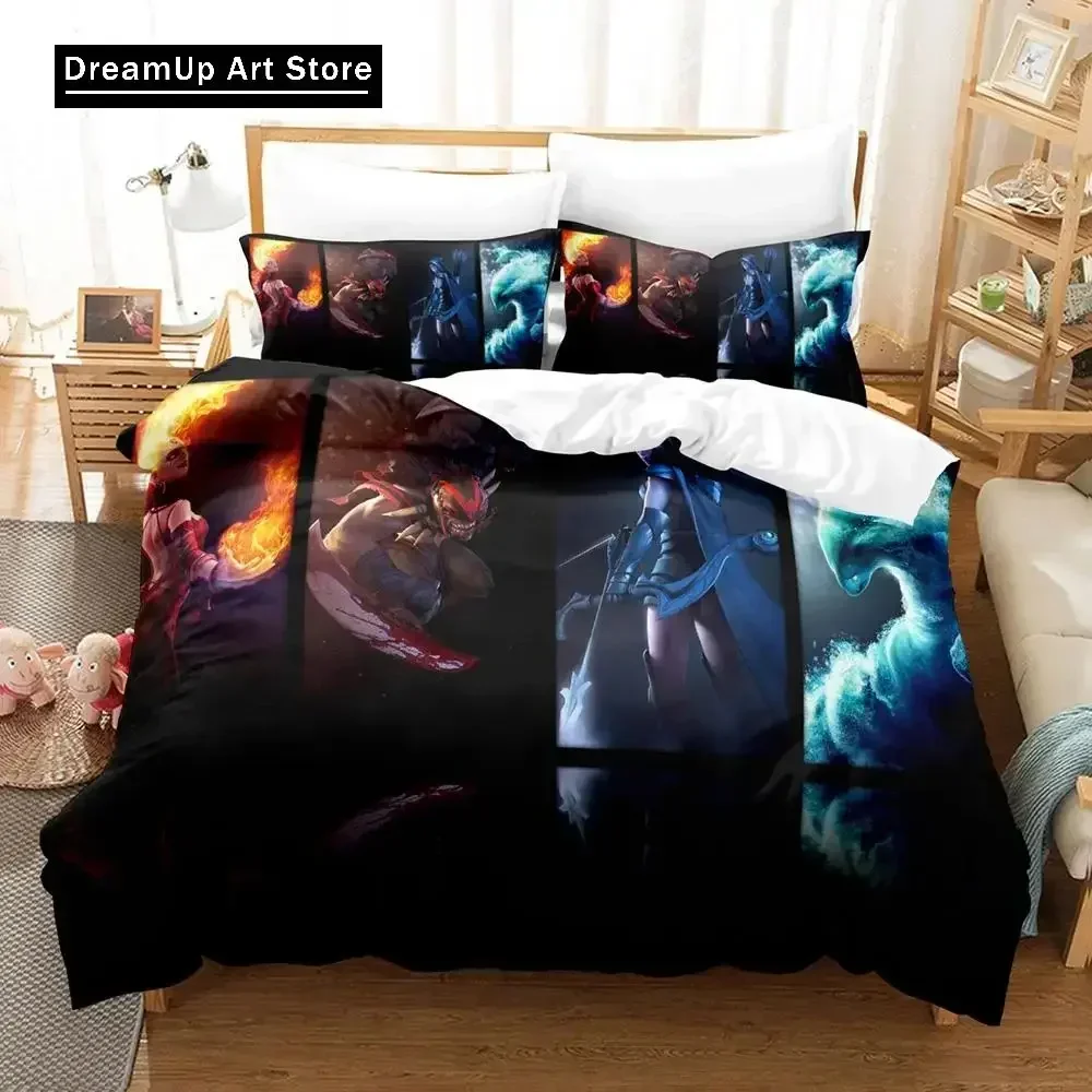 3D طباعة الأزياء دوتا 2 GameBedding مجموعة بنين بنات التوأم الملكة كامل الحجم غطاء لحاف المخدة سرير غرفة نوم الكبار