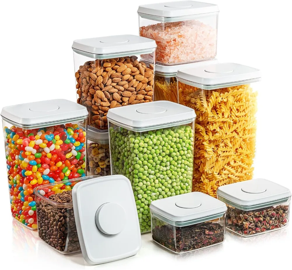 

Airtight Pop Food Containers 10-Piece Set BPA-Free Stackable Air Tight Food Containers with Lids Ideal for Storage Cereal Snack