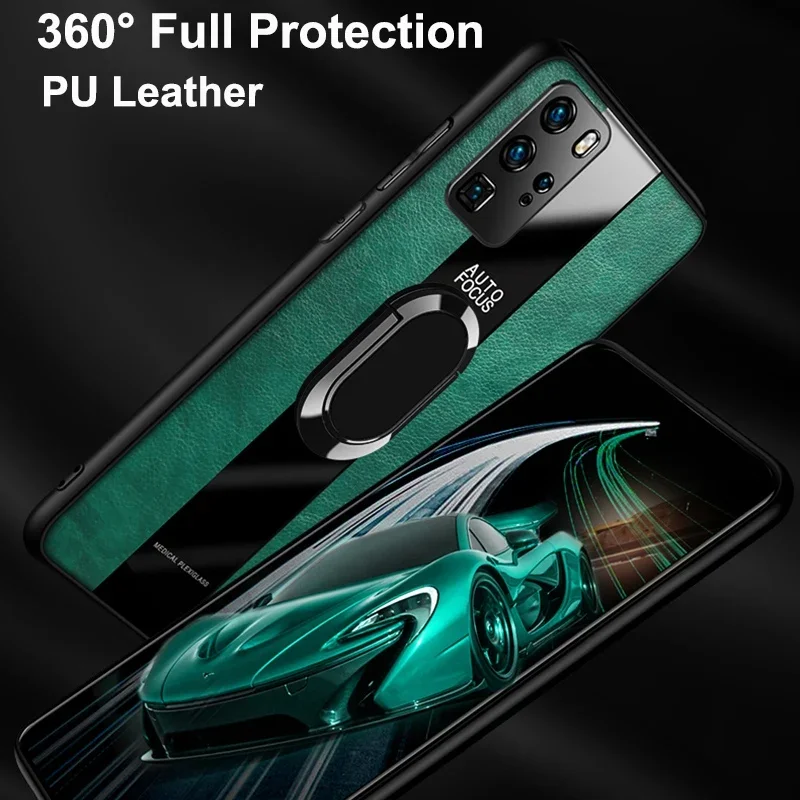 Luxury Ring Leather Phone Case For Honor X10 X30 Max X30i Back Cover Silicone Case For Honor 50 60 Magic 3 View 30 Pro Plus 30S image 6