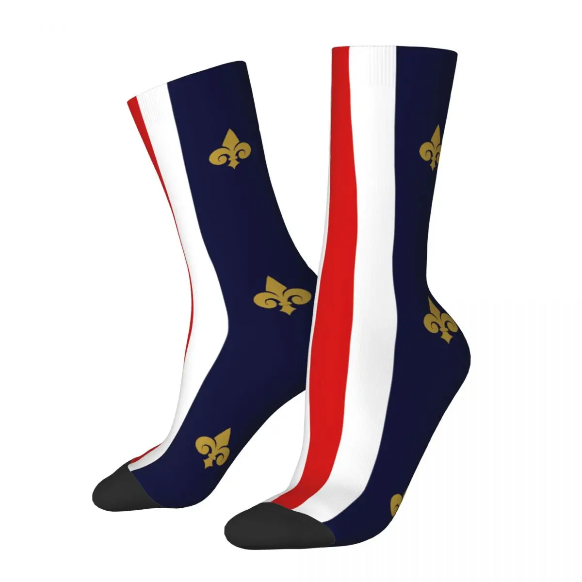 Winter Warm Crazy Design Women Men Fleur De Lis Lily France Flag Socks Non-slip Soccer Socks