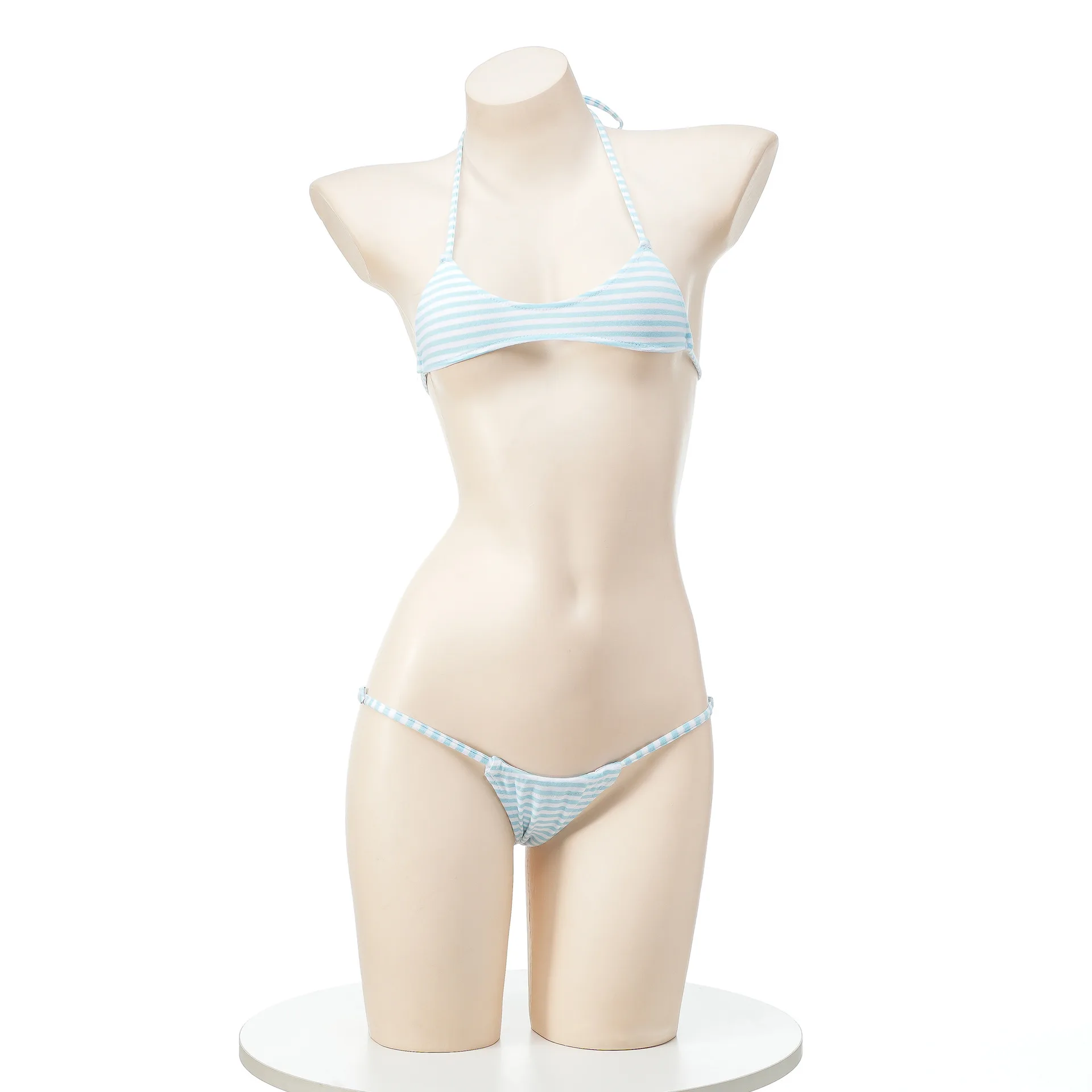 Maillot de bain à rayures pour femmes, costume de femme de chambre, sous-vêtements mignons, vêtements de cosplay, maillot de bain japonais, tenue de jeu de rôle, anime, fille, fête à la piscine