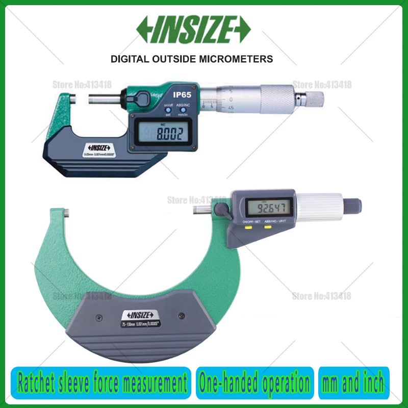 

INSIZE Digital Outside Micrometers 0-25 25-50 50-75 75-100mm 0.001mm 3109-25A/50A/75A/100A 3108 Deries With Ccale markings