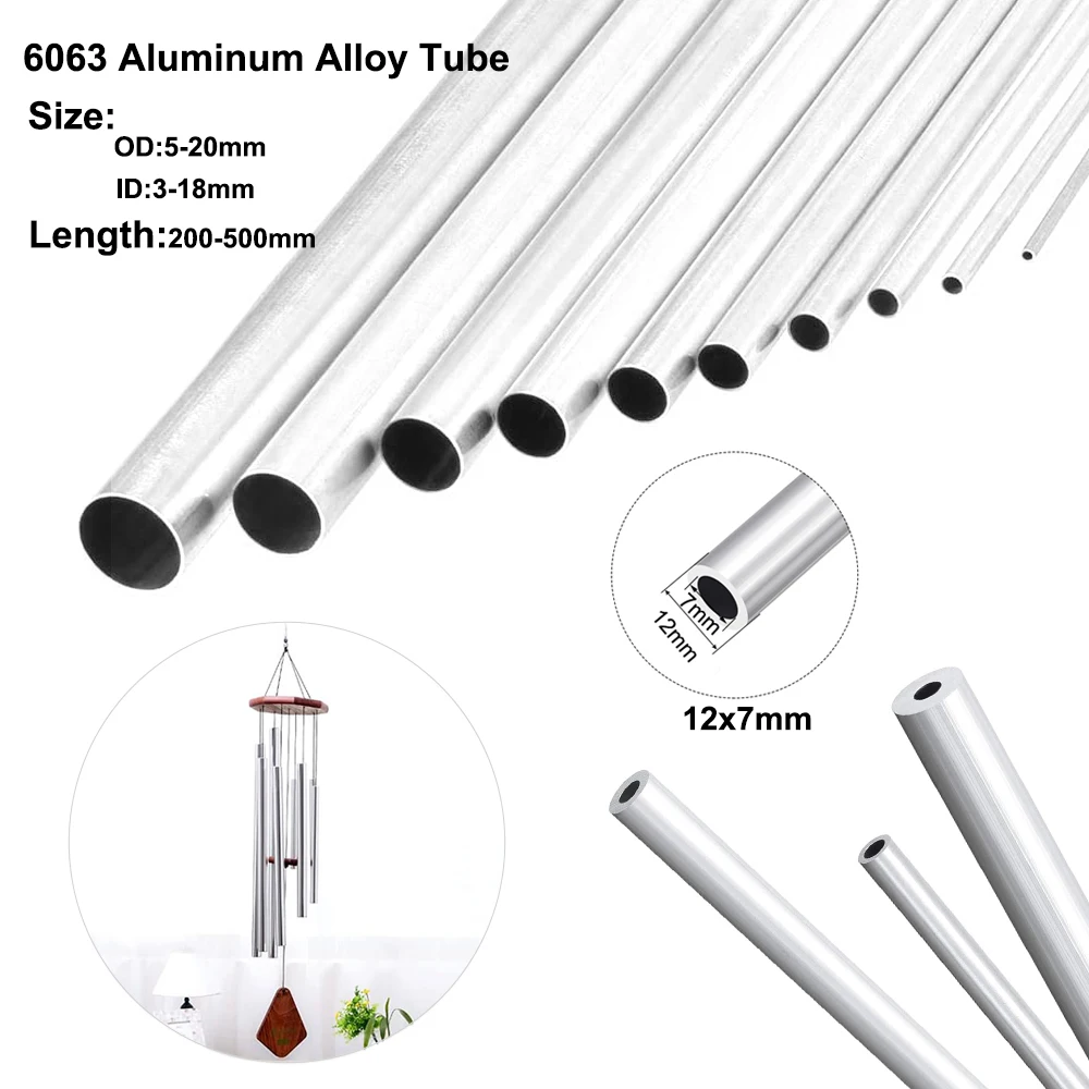 Aluminium Pipe Thickness 0.5~3mm OD 5-20mm ID 3~18mm Straight 200mm 500mm Long Round 6063 Aluminum Alloy Tube