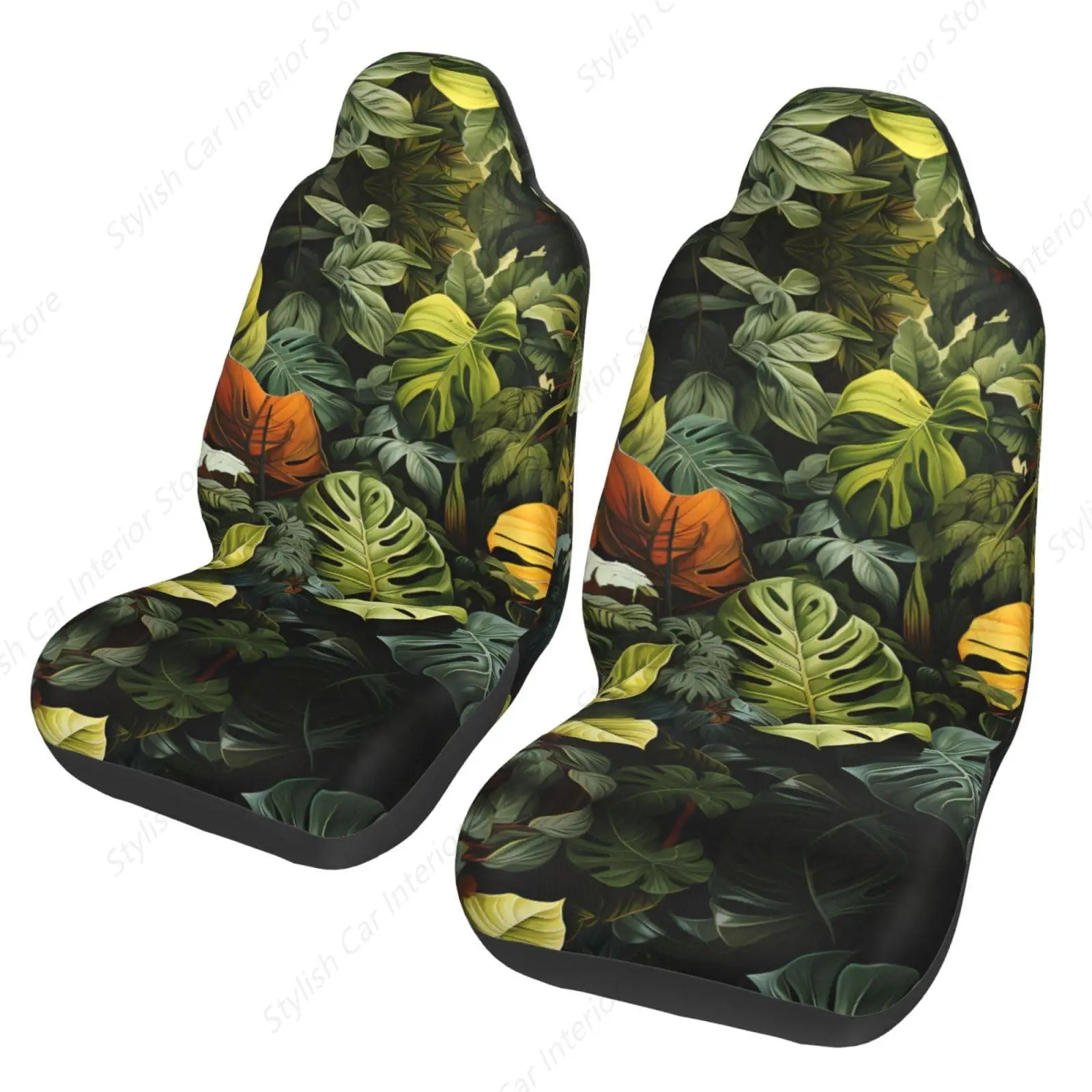 

Tropical Rainforest Palm Leaves Car Seat Covers (2 Pack), Bus, Ferry Seat Covers, Protect Sedan, SUV, Truck, Van, Car Seat Cover